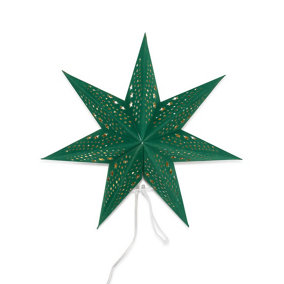 Christmas 45cm Green Velvet Star Plug In Lit Tree Topper Or Wall Light