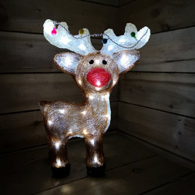 Christmas Acrylic Reindeer With String  Lights & Cool White LED