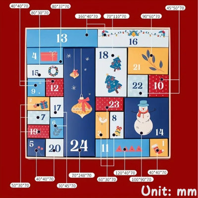 Christmas Advent Box 24pc Fillable Cardboard Drawer Countdown Cardboard ...