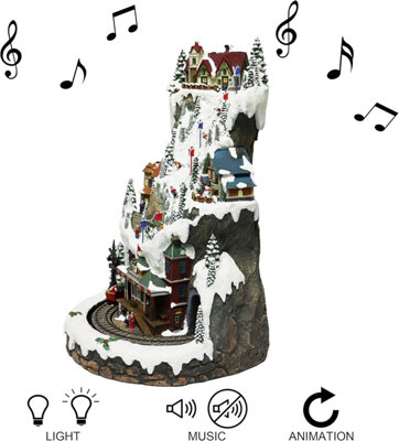 Christmas Animated Ski Mountain with Lights and Music 20 Inches