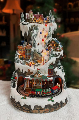 Christmas Animated Ski Mountain with Lights and Music 20 Inches