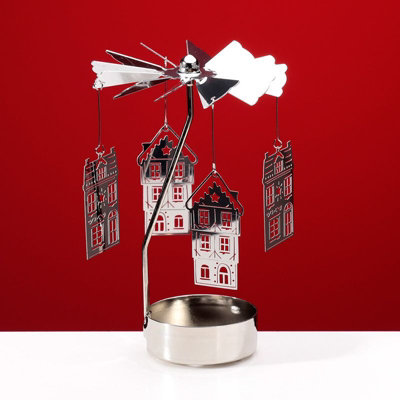 Christmas Baker Street Rotating Carousel Spinning Tea Light Candle Holder