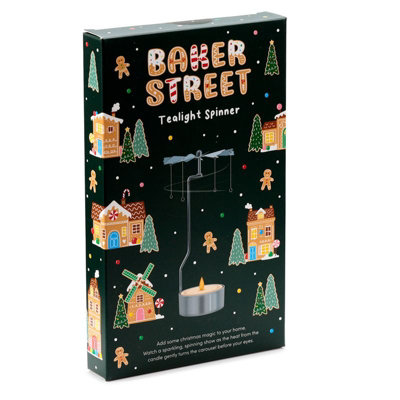 Christmas Baker Street Rotating Carousel Spinning Tea Light Candle Holder