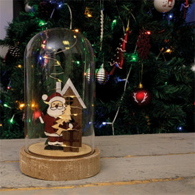 Christmas Battery Powered Light Up Cloche Christmas Scene Globe Ornament- Father Christmas