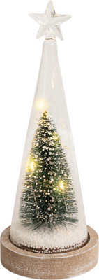 Christmas Battery Powered Light Up Glass Enclosed Christmas Tree Scene Ornament