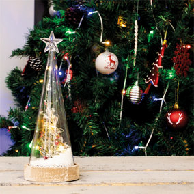 Christmas Battery Powered Light Up Glass Enclosed Mistletoe Scene Ornament