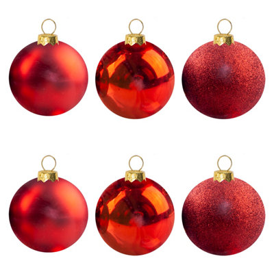 Christmas Bauble Decoration Hanging Tree Ornament X 6 10cm Red