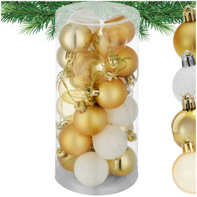 Christmas Baubles - 24-piece set in white and gold - white/gold