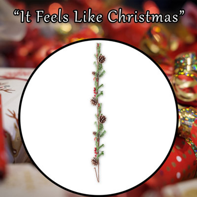 Christmas Berry Pine Ball Garland Christmas Decoration X 1 145cm Red