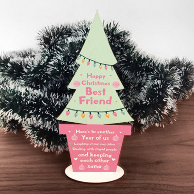 Christmas Best Friend Gift Wood Christmas Tree Decoration Friend