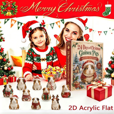 Christmas Calendar Countdown 24 Days 2D Acrylic Cute Guinea Pigs ...