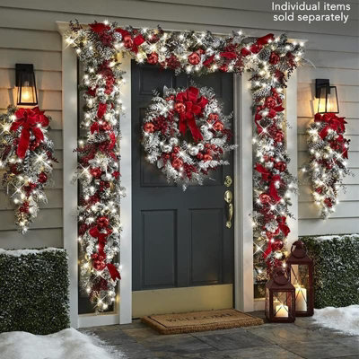 Christmas canes for front door, Christmas wreath in imitation red ...