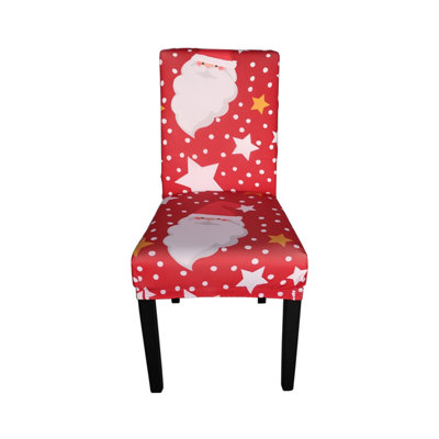 Christmas Chair Covers, Santa Claus & Snowflakes Printed, Red - 1pc