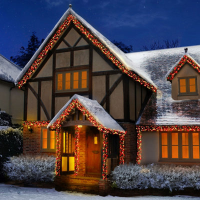 Christmas Cluster Lights 2000 LED Red & Vintage Gold Multi Action 25M