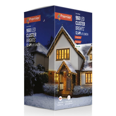Christmas Cluster Lights 960 LED Vintage Gold Multi Action 12.4M