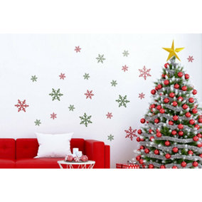 Christmas Colourful Snowflakes Wall Stickers Living room DIY Home Decorations
