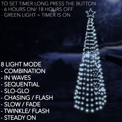 Christmas Cool White Maypole Tree LED Light Pyramid Outdoor Decoration 1.4m