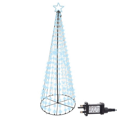 Christmas Cool White Maypole Tree LED Light Pyramid Outdoor Decoration 2.1m