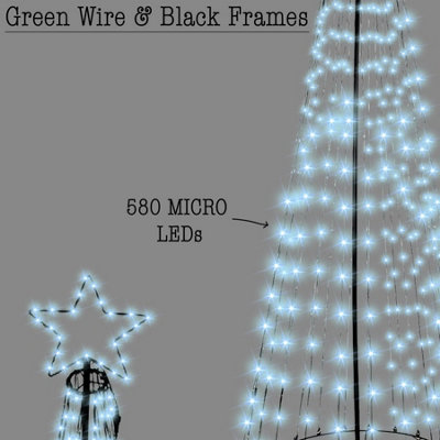 Christmas Cool White Maypole Tree LED Light Pyramid Outdoor Decoration 2.4m