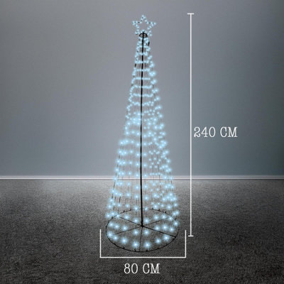 Christmas Cool White Maypole Tree LED Light Pyramid Outdoor Decoration 2.4m