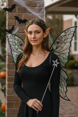 Christmas Costume, Fairy Outfit Set with Wreath, Fairy Hair Wires, Wand and  Elf Ears 73.66 cm