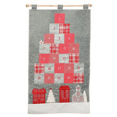 Christmas Countdown Wall Hanging Snowy Church Family Advent Calendar