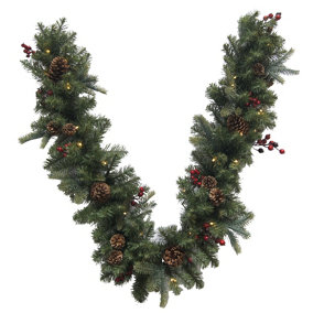 Christmas Decor: 180CM Forest Garland with 30 LEDs, Battery Operated with Timer