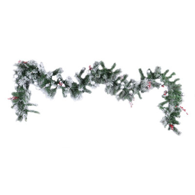 Christmas Decor: 270CM Frosted Garland with Baubles and 50 LEDs, Battery Operated with Timer