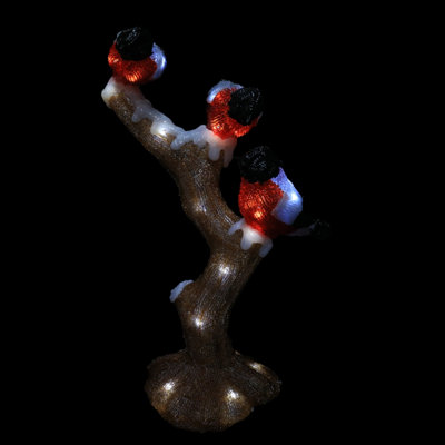 Christmas Decor: 3 Robins on a Branch LED Display (30 LEDs, 30x19x46 cm ...