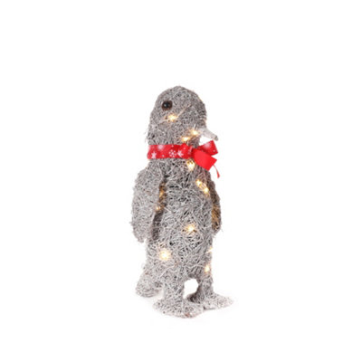 Christmas Decor: 38CM White washed Penguin with 30 LEDs, Battery Operated