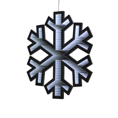 Christmas Decor: 40CM Infinity Snowflake LED with Wooden Base | DIY at B&Q