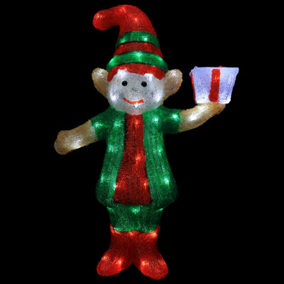 Christmas Decor: Festive Elf Light-up Display (60 LEDs, 41x16x58 cm)