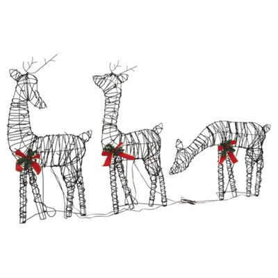 Christmas Decoration Reindeer Family 90 LEDs Warm White Rattan - 3