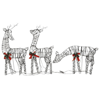 Christmas Decoration Reindeer Family 90 LEDs Warm White Rattan - 4