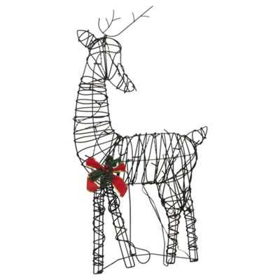 Christmas Decoration Reindeer Family 90 LEDs Warm White Rattan - 5