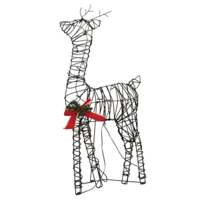 Christmas Decoration Reindeer Family 90 LEDs Warm White Rattan - 6