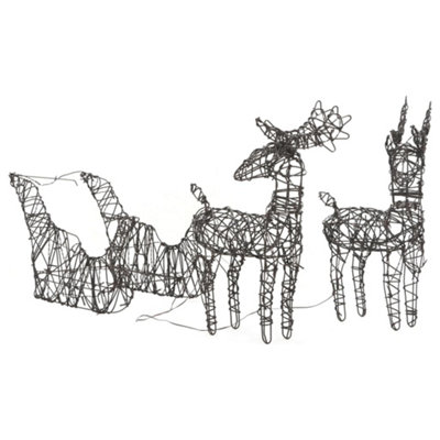 Christmas Decoration Reindeers&Sleighs 240 LEDs Warm White Rattan - 4