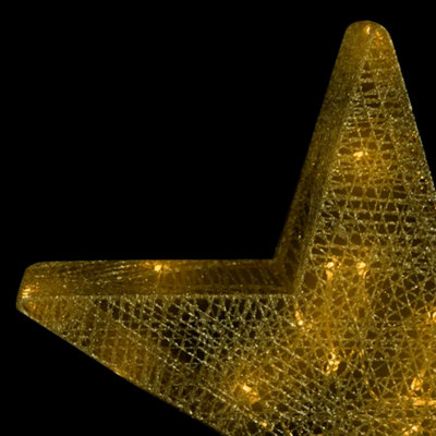 Christmas Decoration Stars 3 pcs Gold Mesh LED Outdoor Indoor - 6