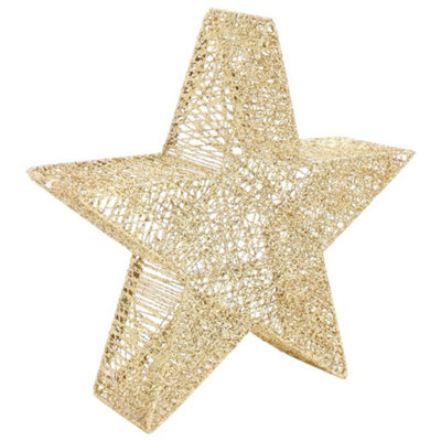 Christmas Decoration Stars 3 pcs Gold Mesh LED Outdoor Indoor - 7