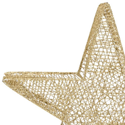Christmas Decoration Stars 3 pcs Gold Mesh LED Outdoor Indoor - 8