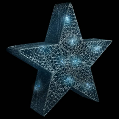 Christmas Decoration Stars 3 pcs Silver Mesh LED Outdoor Indoor - 5