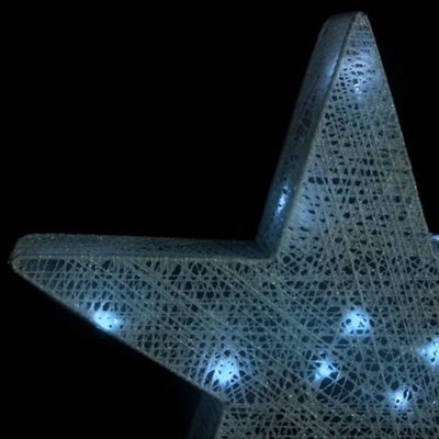 Christmas Decoration Stars 3 pcs Silver Mesh LED Outdoor Indoor - 6