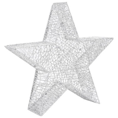 Christmas Decoration Stars 3 pcs Silver Mesh LED Outdoor Indoor - 7