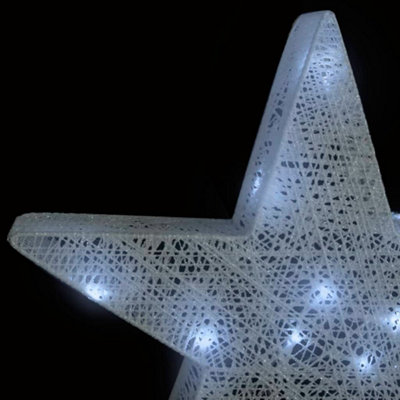 Christmas Decoration Stars 3 pcs White Mesh LED Outdoor Indoor - 5