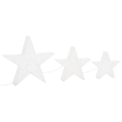 Christmas Decoration Stars 3 pcs White Mesh LED Outdoor Indoor - 6