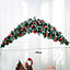 Christmas Decoration Xmas Ornament Artificial Red Ball Berries Christmas Swag with 50 LED Lights 180 cm