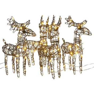 Christmas Decorations 4 pcs Reindeers 160 LEDs Warm White Rattan