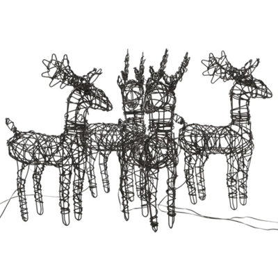 Christmas Decorations 4 pcs Reindeers 160 LEDs Warm White Rattan - 3