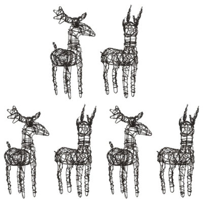 Christmas Decorations 6 pcs Reindeers 240 LEDs Warm White Rattan