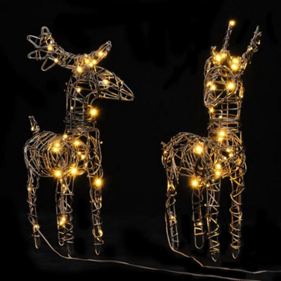 Christmas Decorations 6 pcs Reindeers 240 LEDs Warm White Rattan